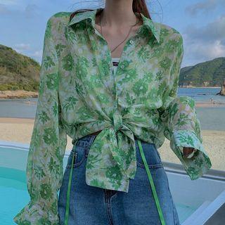 Floral Print Shirt Green - One Size