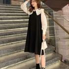 Set: Collared Blouse + A-line Pinafore Dress