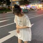 Mock Two-piece Elbow-sleeve Hooded T-shirt Dress