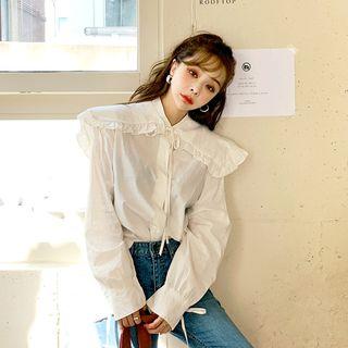 Frilled Sailor-collar Beribboned Blouse