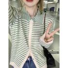 Collar Striped Cardigan