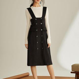 Double Breasted Knit Midi Dress