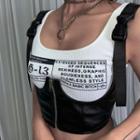 Lettering Crop Tank Top / Zipped Vest