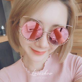 Rhinestone Round Sunglasses