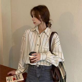 Long Sleeve Two-tone Striped Shirt