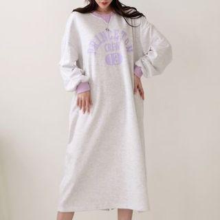 Contrast-trim Letter Midi T-shirt Dress