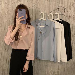 Asymmetrical Open-collar Shirt