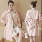 3/4-sleeve Double-breasted Trench Coat
