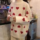 Heart Patterned Sweater As Shown In Figure - One Size