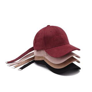 Faux Suede Long Strap Baseball Cap
