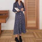 V-neck Floral Print Shirt Dress