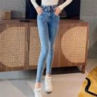 Beaded Sequined Skinny Cropped Jeans