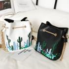 Cactus Embroidered Bucket Bag