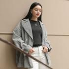 Double-breasted Herringbone Jacket With Belt Black - One Size