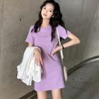 Plain Short-sleeve Mini T-shirt Dress