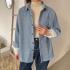 Plain Fleece-lined Shirt Jacket