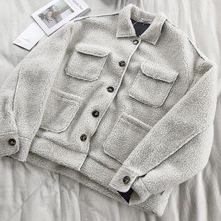 Single-breasted Faux Lambswool Jacket White - One Size