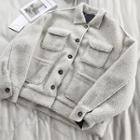 Single-breasted Faux Lambswool Jacket White - One Size
