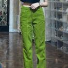 Low-rise Plain Slit-front Straight Leg Jeans