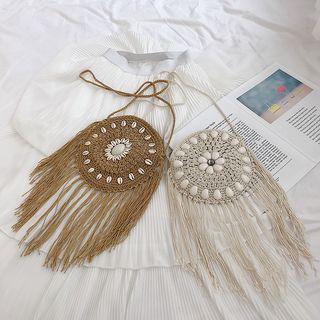 Woven Fringed Crossbody Bag