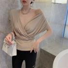 V-neck Short-sleeve Shirred T-shirt
