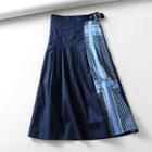 Paneled A-line Midi Skirt