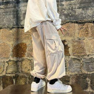 Wide-leg Corduroy Cargo Jogger Pants