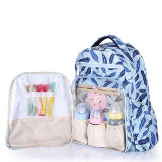 Nylon Patterned Pockets Zip Backpack