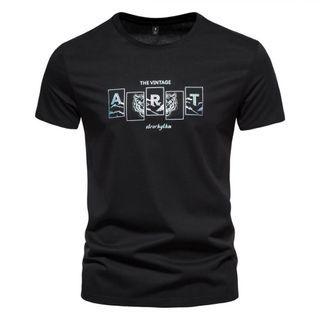 Short-sleeve Rhinestone Print T-shirt