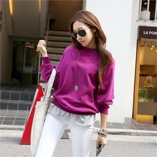Raglan-sleeve Slit-back Sweatshirt