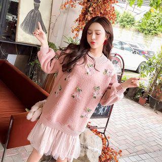 Sheer Panel Sweatshirt Dress