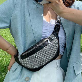 Rhinestone Zip Sling Bag