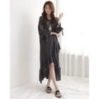 Tie-cuff Ruffle-hem Long Dress