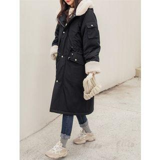 Plus Size Hooded Fleece-lined Coat