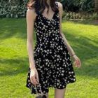 Spaghetti Strap Floral Print Mini A-line Dress / Midi Skirt