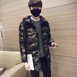 Hooded Camouflage Print Padded Jacket