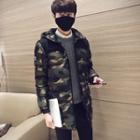 Hooded Camouflage Print Padded Jacket