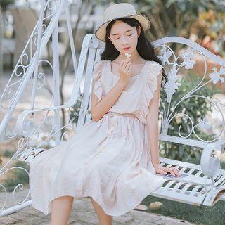 Ruffle Sleeveless A-line Midi Dress