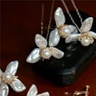 Set: Wedding Flower Faux Pearl Hair Stick + Hair Clip + Dangle Earring