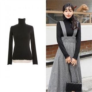 Turtle-neck Lettuce-edge Napped Top