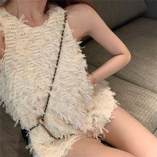 Mesh Sleeveless Top Beige - One Size