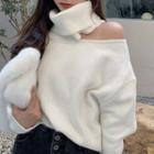 Turtle Neck Sweater White - One Size