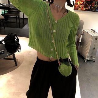Ribbed Cardigan Neon Green - One Size