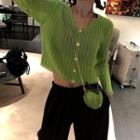 Ribbed Cardigan Neon Green - One Size