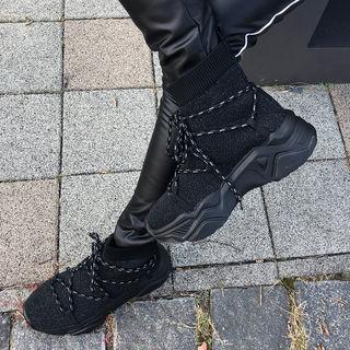 Fleece-line Knit High-top Sneakers