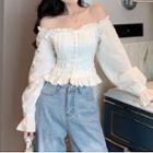 Off-shoulder Ruffled Blouse As Shown In Figure - One Size