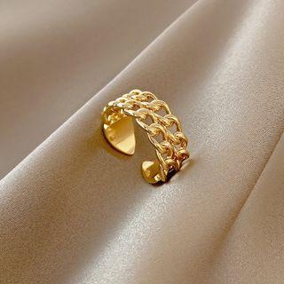 Chained Layered Alloy Open Ring J491 - Gold - One Size