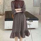 Detachable Lapel Shawl Small Floral Dress