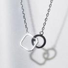 S925 Sterling Silver Square & Hoop Pendant Necklace As Shown In Figure - One Size