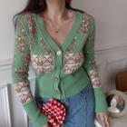 Jacquard Cardigan Vintage Green - One Size